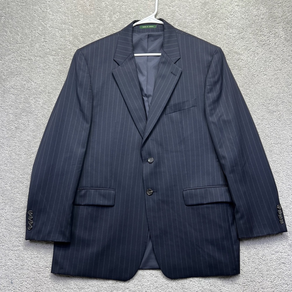 Lauren Ralph Lauren Blazer Mens 43R Navy Blue Pinstripe 100% Wool Sport Coat